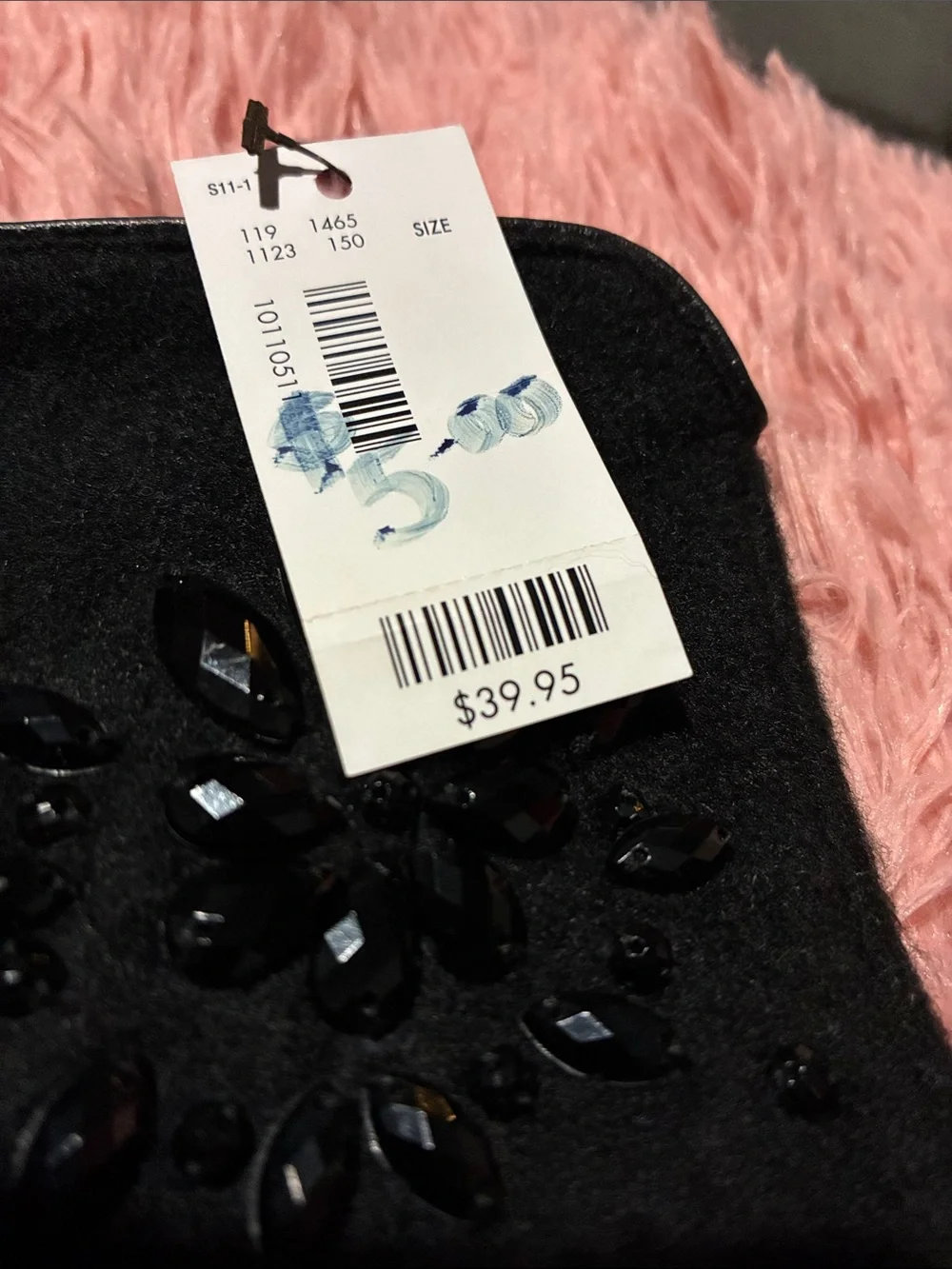 Embellished Black Women's Vintage Winter Gloves